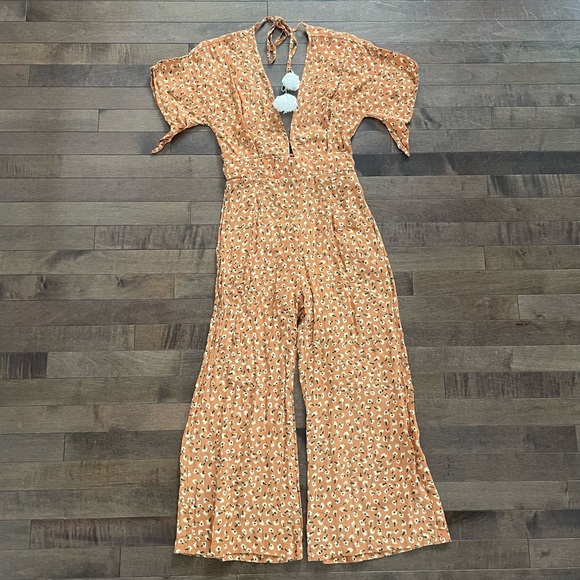Faithfull the Brand Cedric Orange Floral Jumpsuit - Size XS - Picture 6 of 12